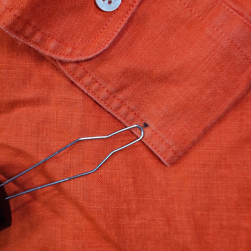 Lauren Ralph Lauren Linen Shirt Womens Large L Coral Orange Roll Tab Utility * - Picture 4 of 7